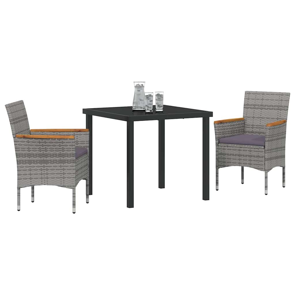 Conjunto de Comedor de Jardín 3 pcs Gris ratán sintético