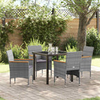 Conjunto de Comedor de Jardín 5 pcs Gris ratán sintético