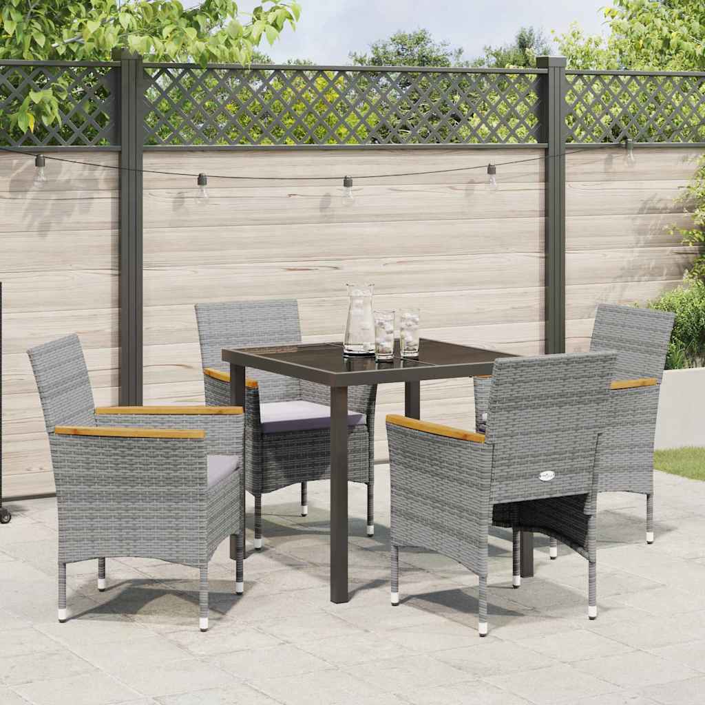 Conjunto de Comedor de Jardín 5 pcs Gris ratán sintético