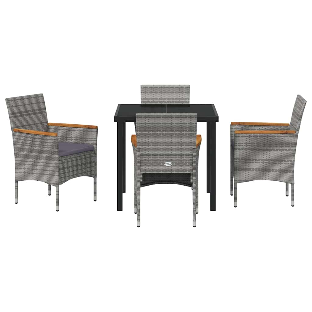 Conjunto de Comedor de Jardín 5 pcs Gris ratán sintético