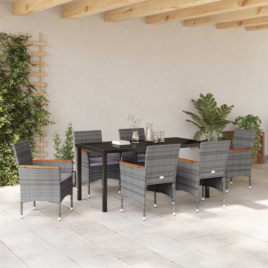 Conjunto de Comedor de Jardín 7 pcs Gris ratán sintético