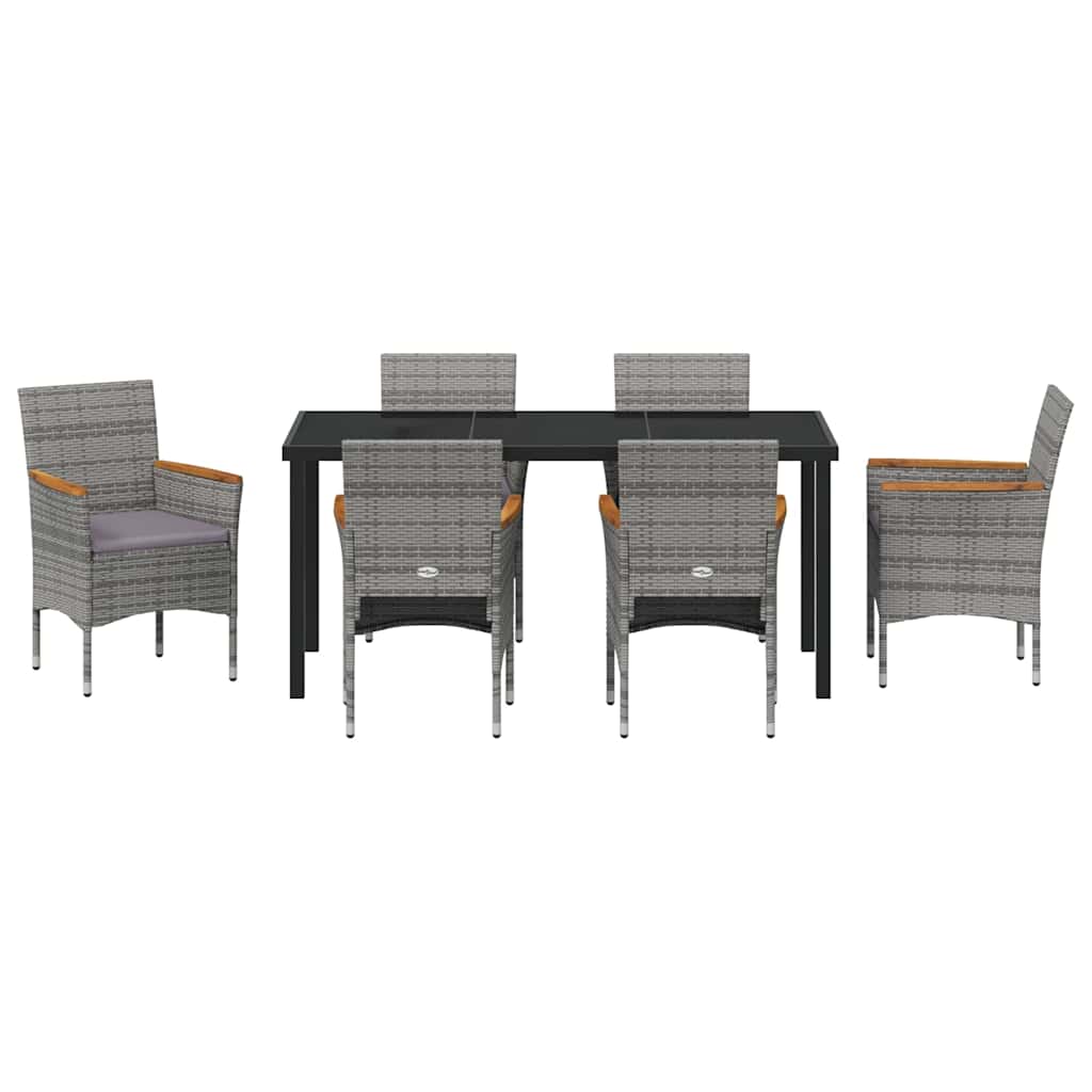 Conjunto de Comedor de Jardín 7 pcs Gris ratán sintético