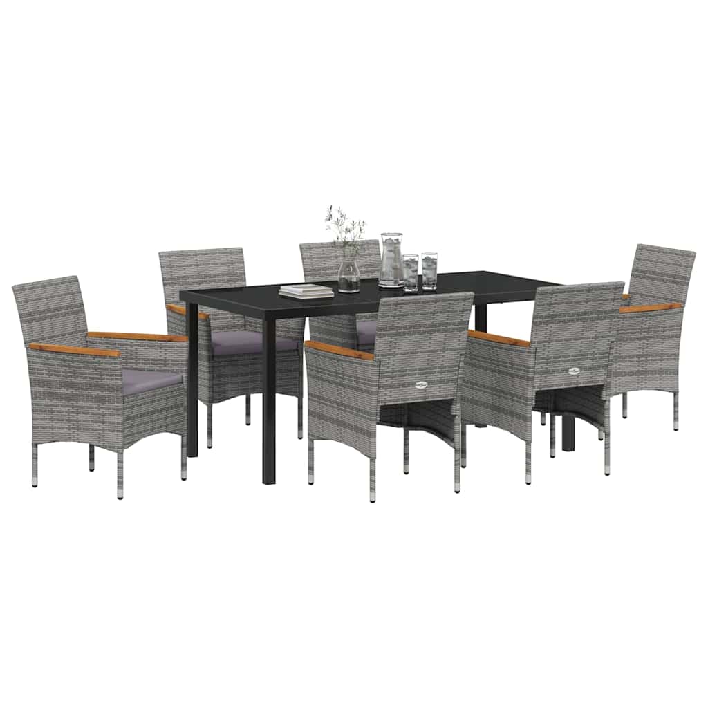 Conjunto de Comedor de Jardín 7 pcs Gris ratán sintético