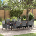 Conjunto de Comedor de Jardín 9 pcs Gris ratán sintético