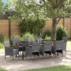 Conjunto de Comedor de Jardín 9 pcs Gris ratán sintético