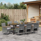 Conjunto de Comedor de Jardín 9 pcs Gris ratán sintético