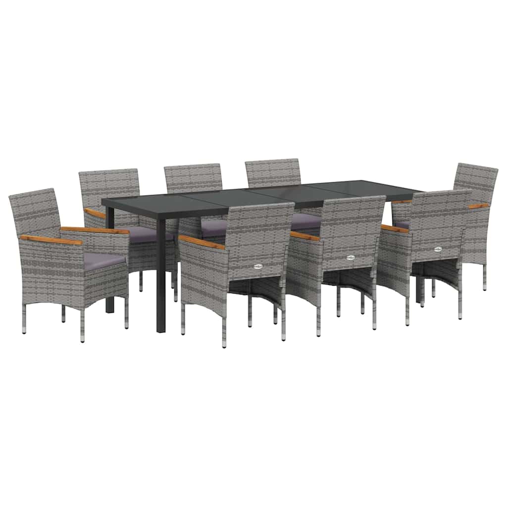 Conjunto de Comedor de Jardín 9 pcs Gris ratán sintético