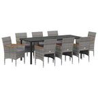 Conjunto de Comedor de Jardín 9 pcs Gris ratán sintético