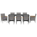 Conjunto de Comedor de Jardín 9 pcs Gris ratán sintético