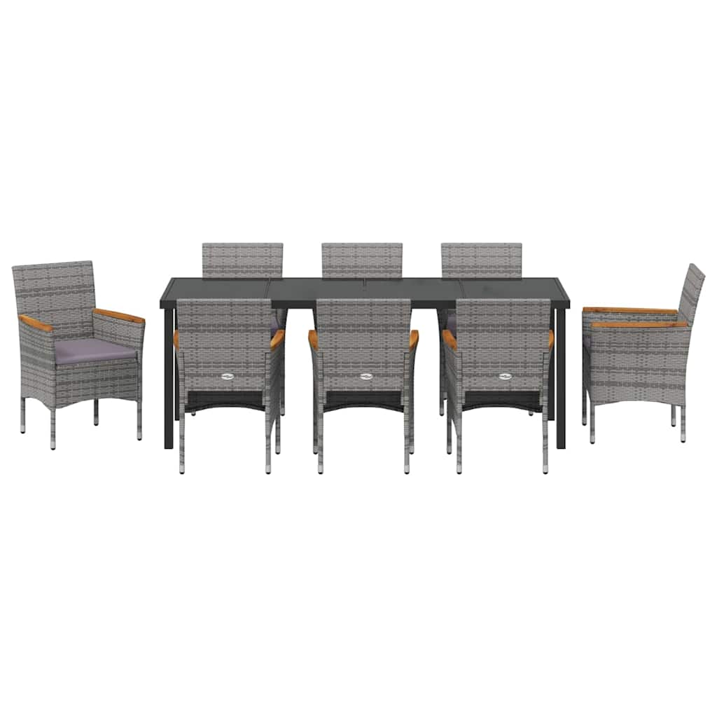 Conjunto de Comedor de Jardín 9 pcs Gris ratán sintético