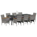 Conjunto de Comedor de Jardín 9 pcs Gris ratán sintético