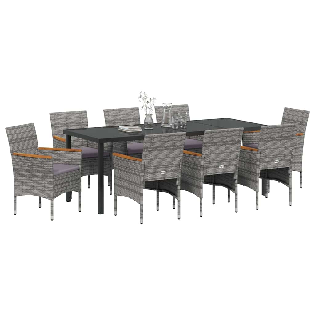 Conjunto de Comedor de Jardín 9 pcs Gris ratán sintético
