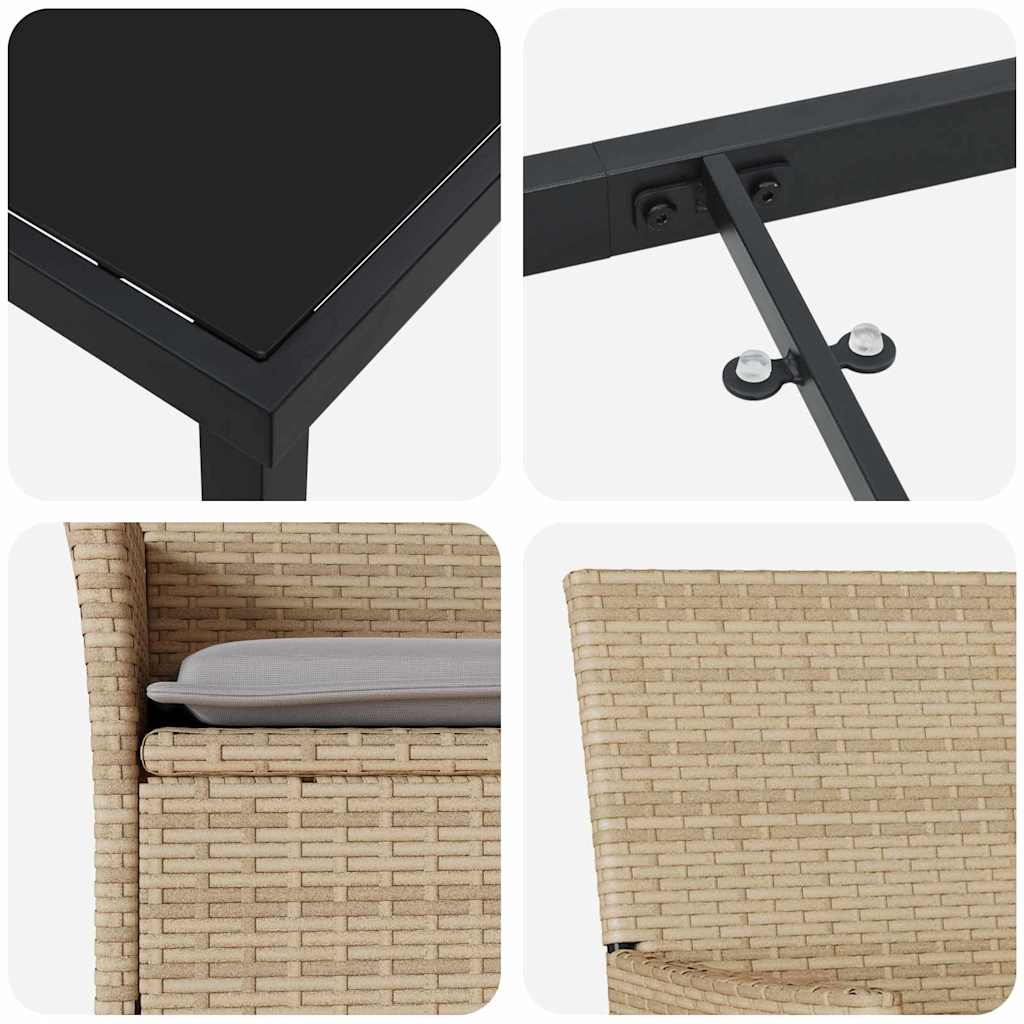Conjunto de Comedor de Jardín 3 pcs Beige ratán sintético