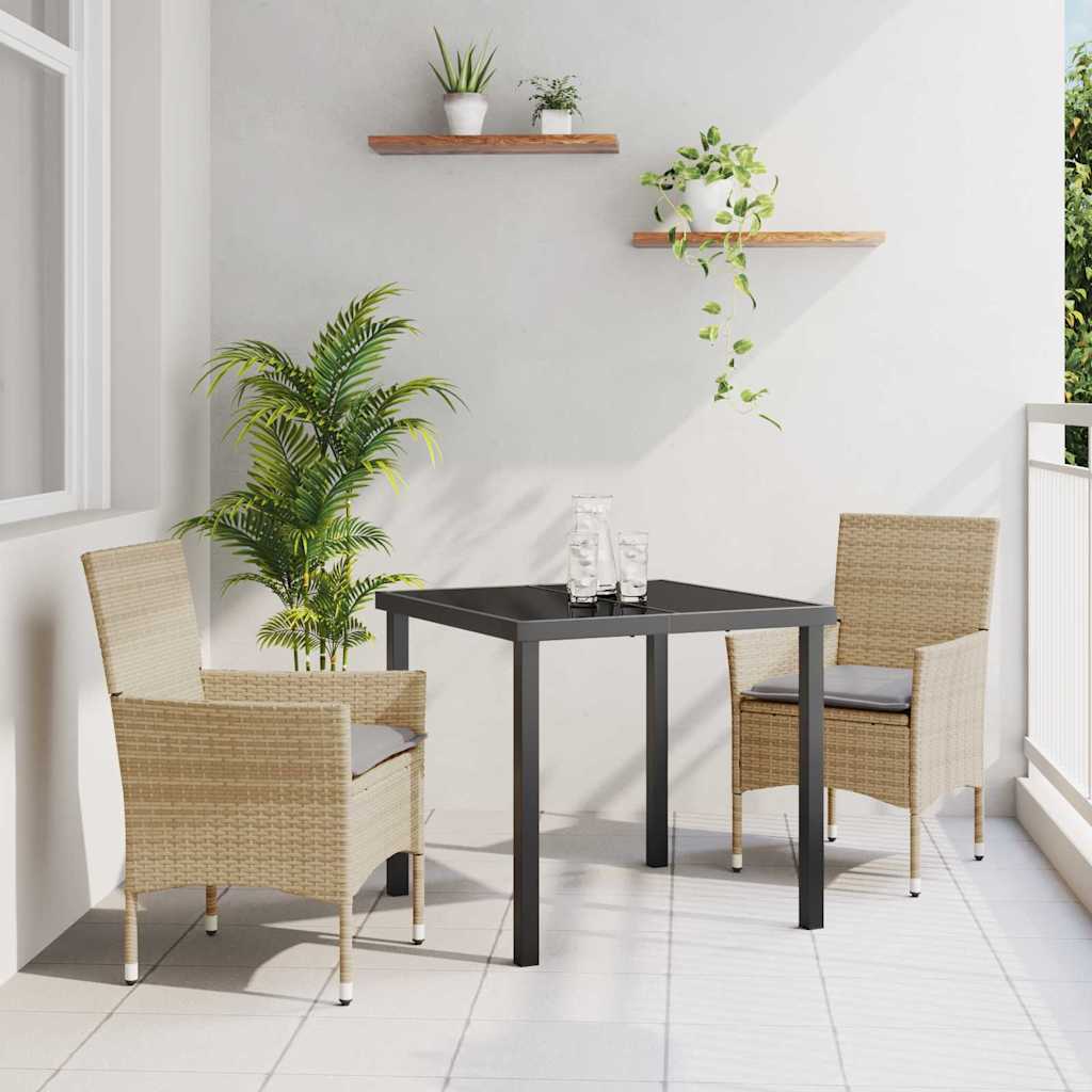 Conjunto de Comedor de Jardín 3 pcs Beige ratán sintético