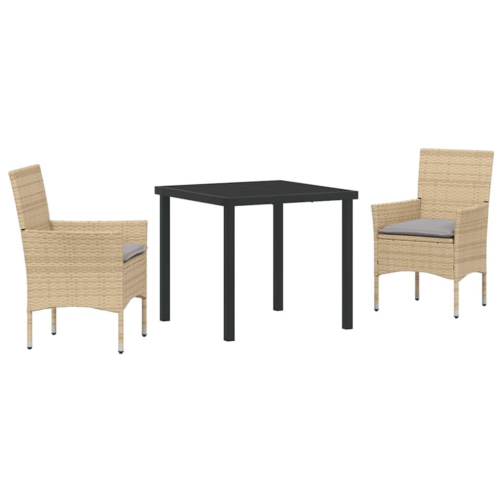 Conjunto de Comedor de Jardín 3 pcs Beige ratán sintético