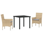 Conjunto de Comedor de Jardín 3 pcs Beige ratán sintético