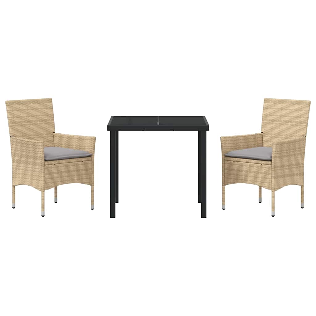Conjunto de Comedor de Jardín 3 pcs Beige ratán sintético