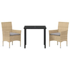 Conjunto de Comedor de Jardín 3 pcs Beige ratán sintético