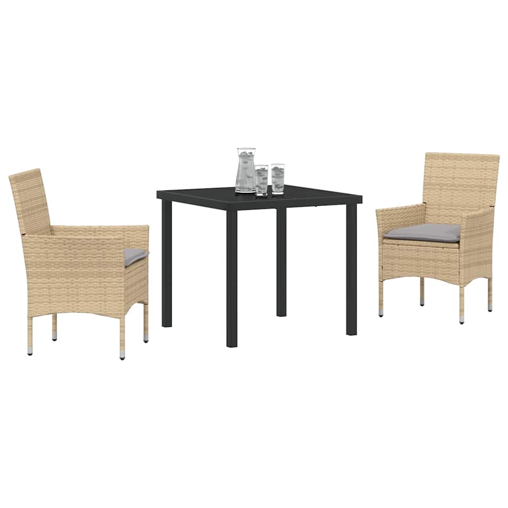 Conjunto de Comedor de Jardín 3 pcs Beige ratán sintético