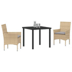 Conjunto de Comedor de Jardín 3 pcs Beige ratán sintético