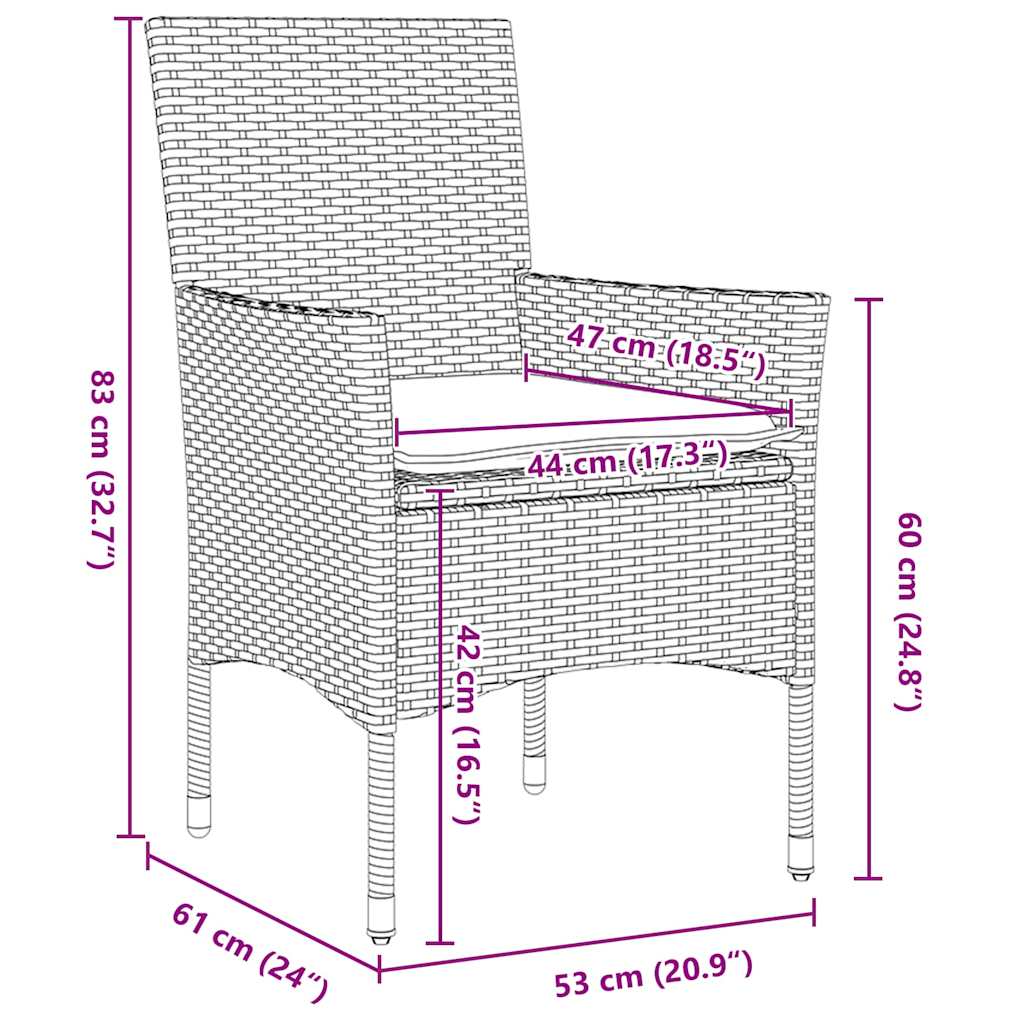 Conjunto de Comedor de Jardín 3 pcs Beige ratán sintético