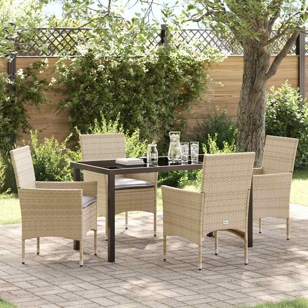 Conjunto de Comedor de Jardín 3 pcs Beige ratán sintético