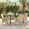 Conjunto de Comedor de Jardín 3 pcs Beige ratán sintético