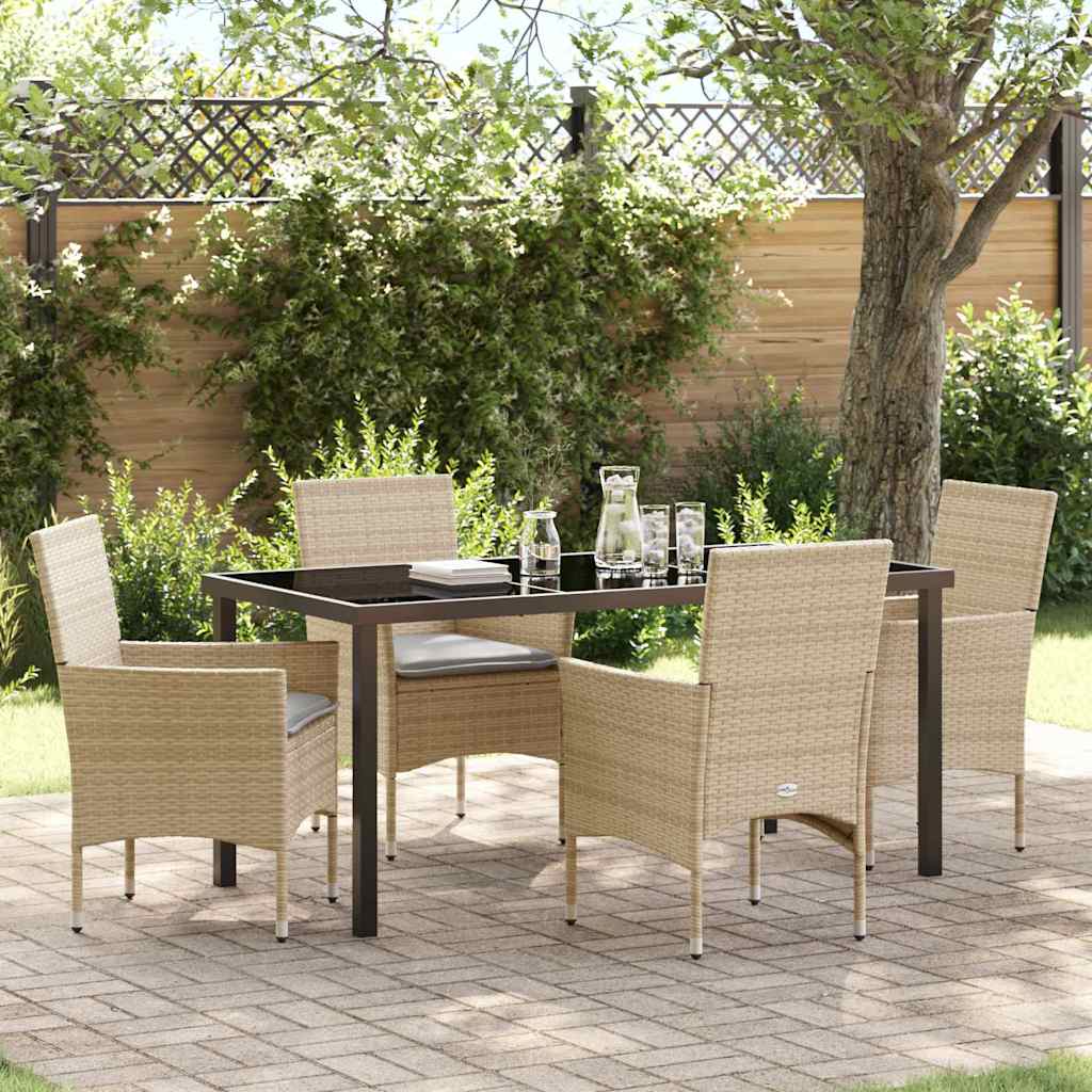 Conjunto de Comedor de Jardín 3 pcs Beige ratán sintético