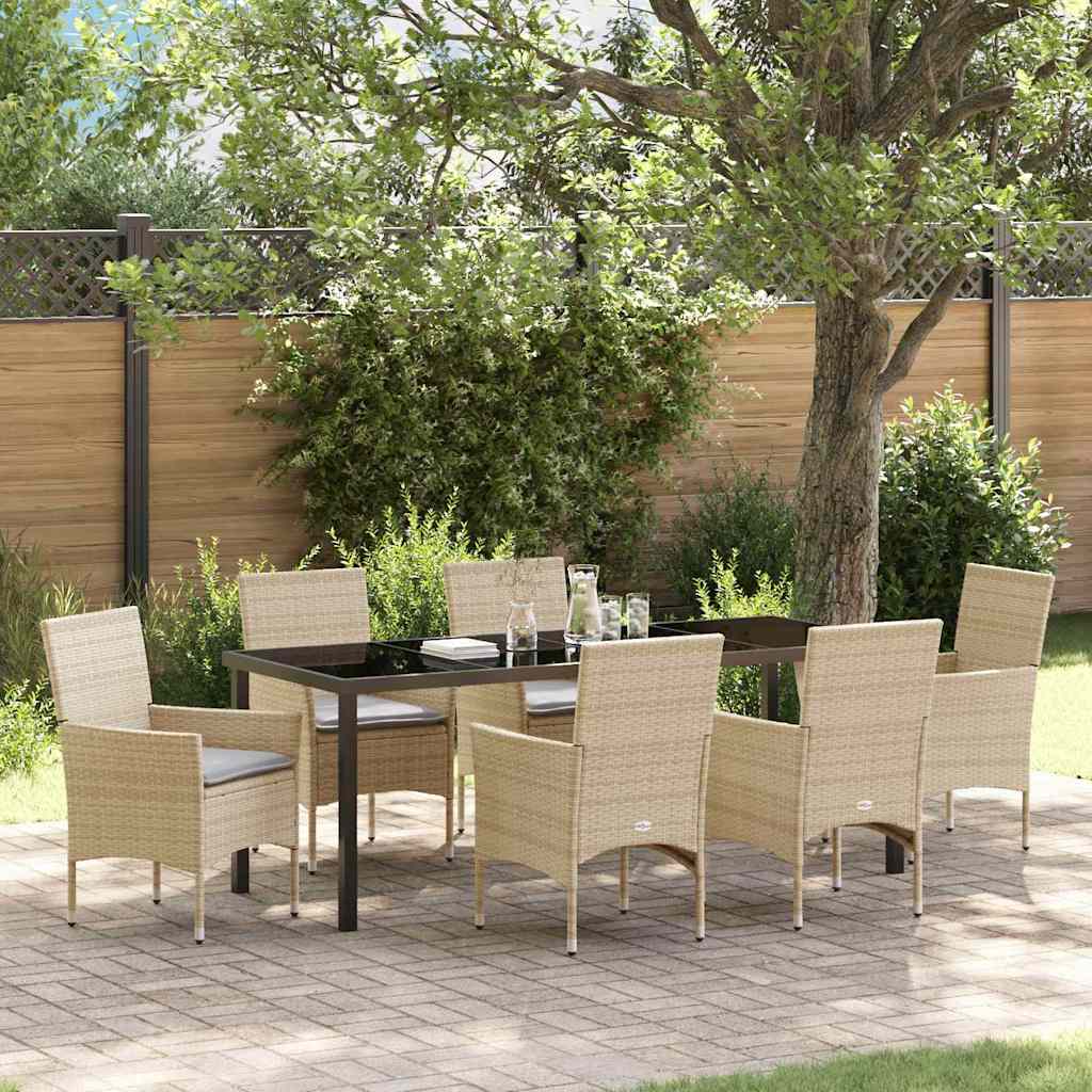 Conjunto de Comedor de Jardín 3 pcs Beige ratán sintético