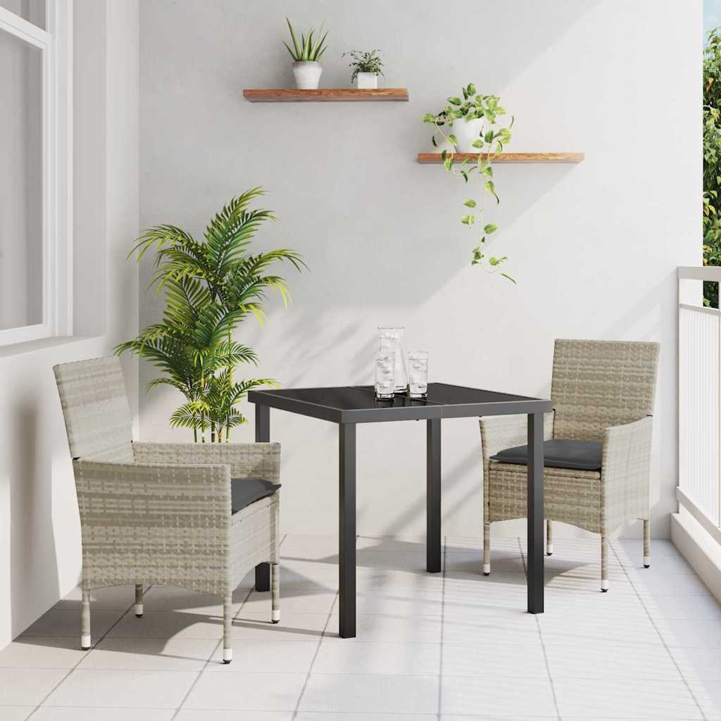 Conjunto de Comedor de Jardín 3 pcs Beige ratán sintético