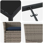 Juego de mesa y sillas con cojín 3 pcs Gris Ratán sintético