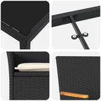 Conjunto de Comedor de Jardín 3 pcs Negro ratán sintético