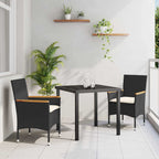 Conjunto de Comedor de Jardín 3 pcs Negro ratán sintético