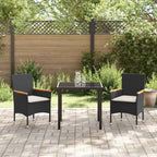Conjunto de Comedor de Jardín 3 pcs Negro ratán sintético