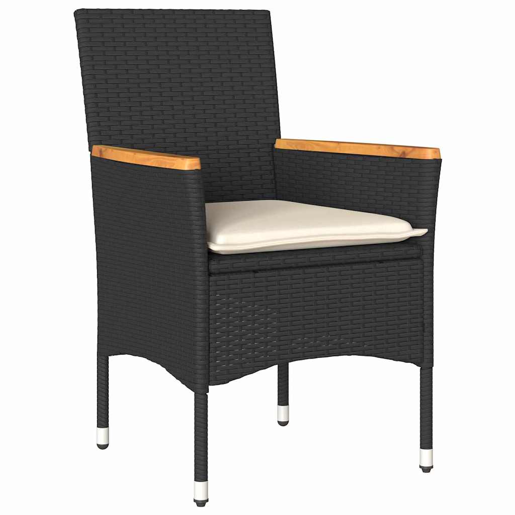 Conjunto de Comedor de Jardín 3 pcs Negro ratán sintético