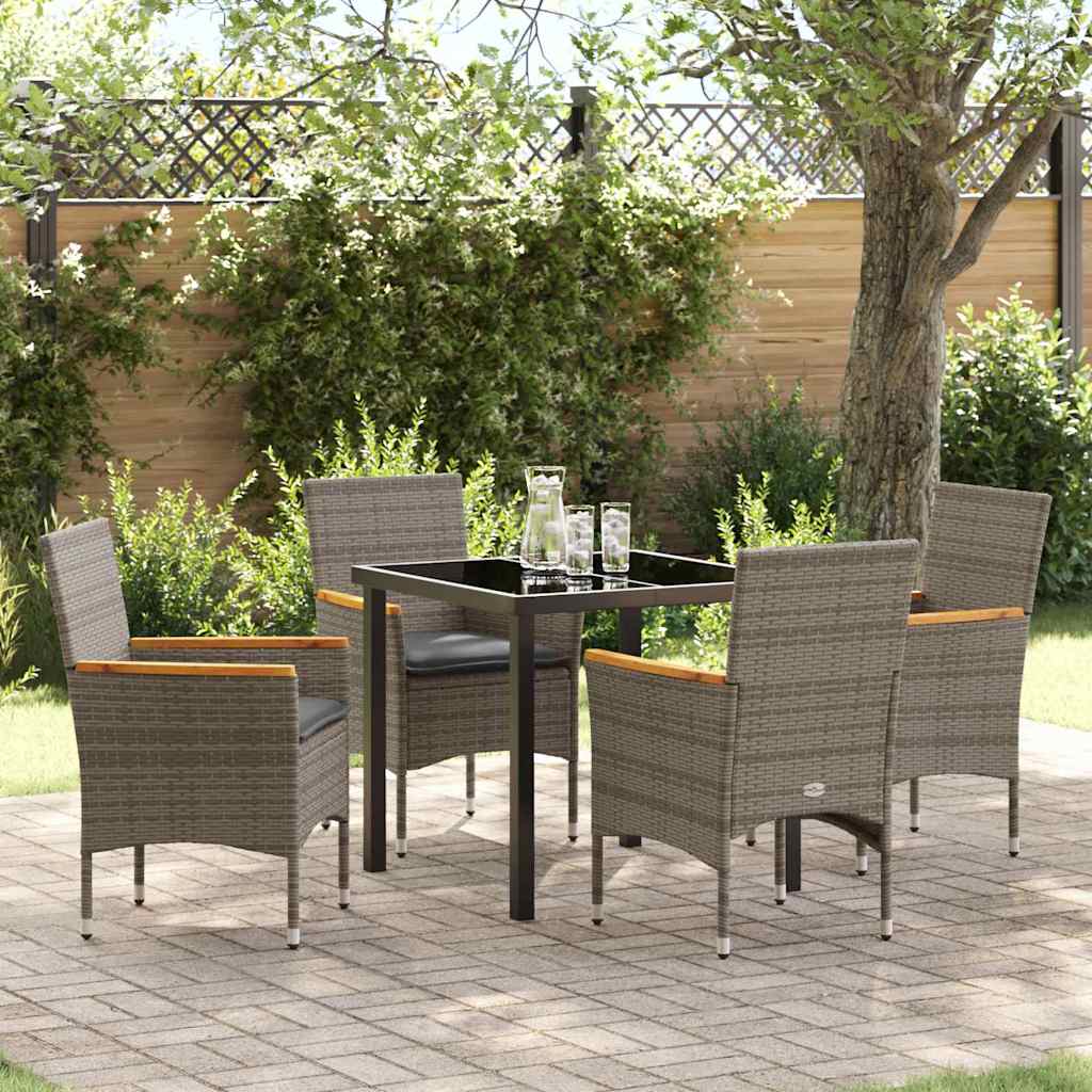 Conjunto de Jantar de Jardim 5 pçs Bege rotim sintético