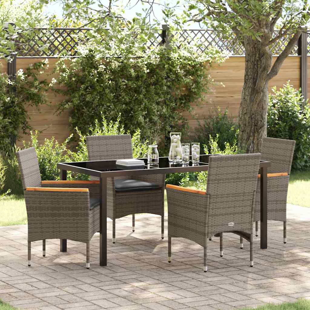 Conjunto de Jantar de Jardim 5 pçs Bege rotim sintético
