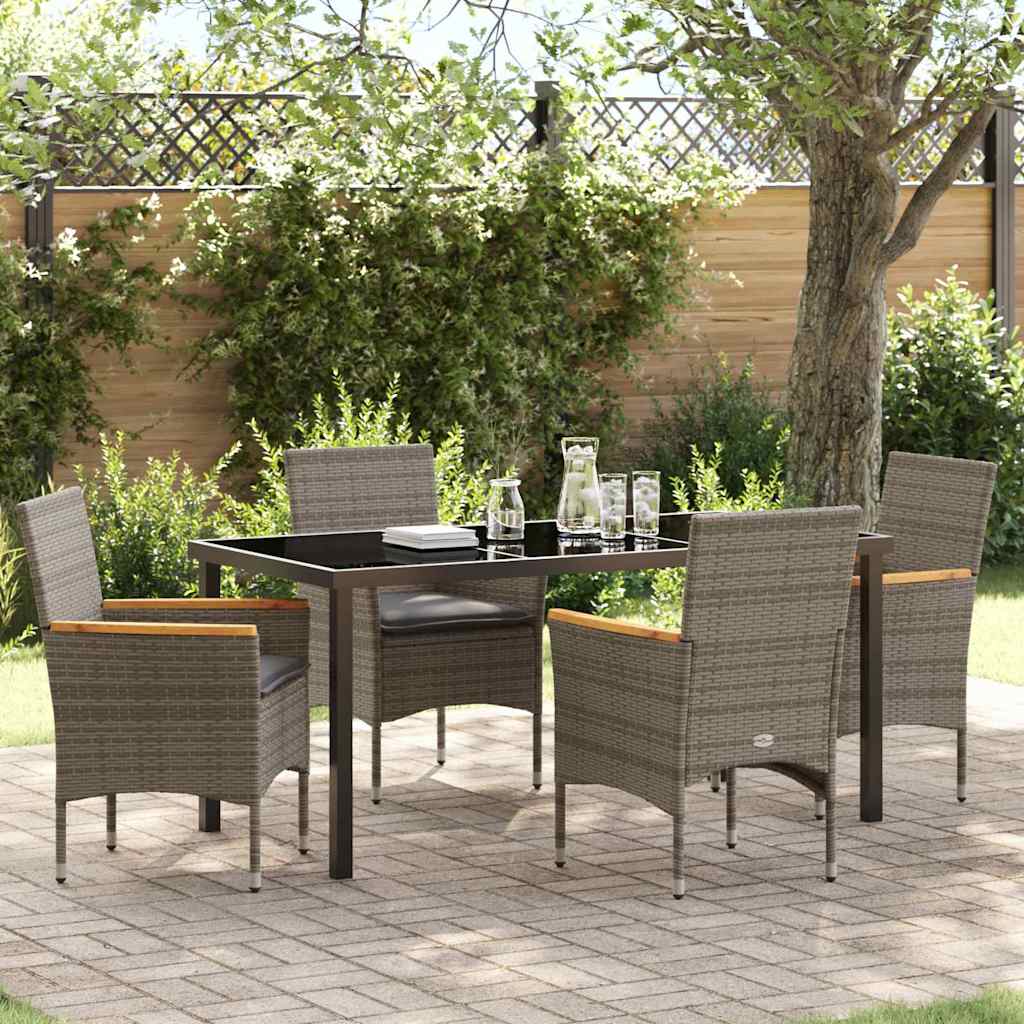 Conjunto de Jantar de Jardim 5 pçs Bege rotim sintético