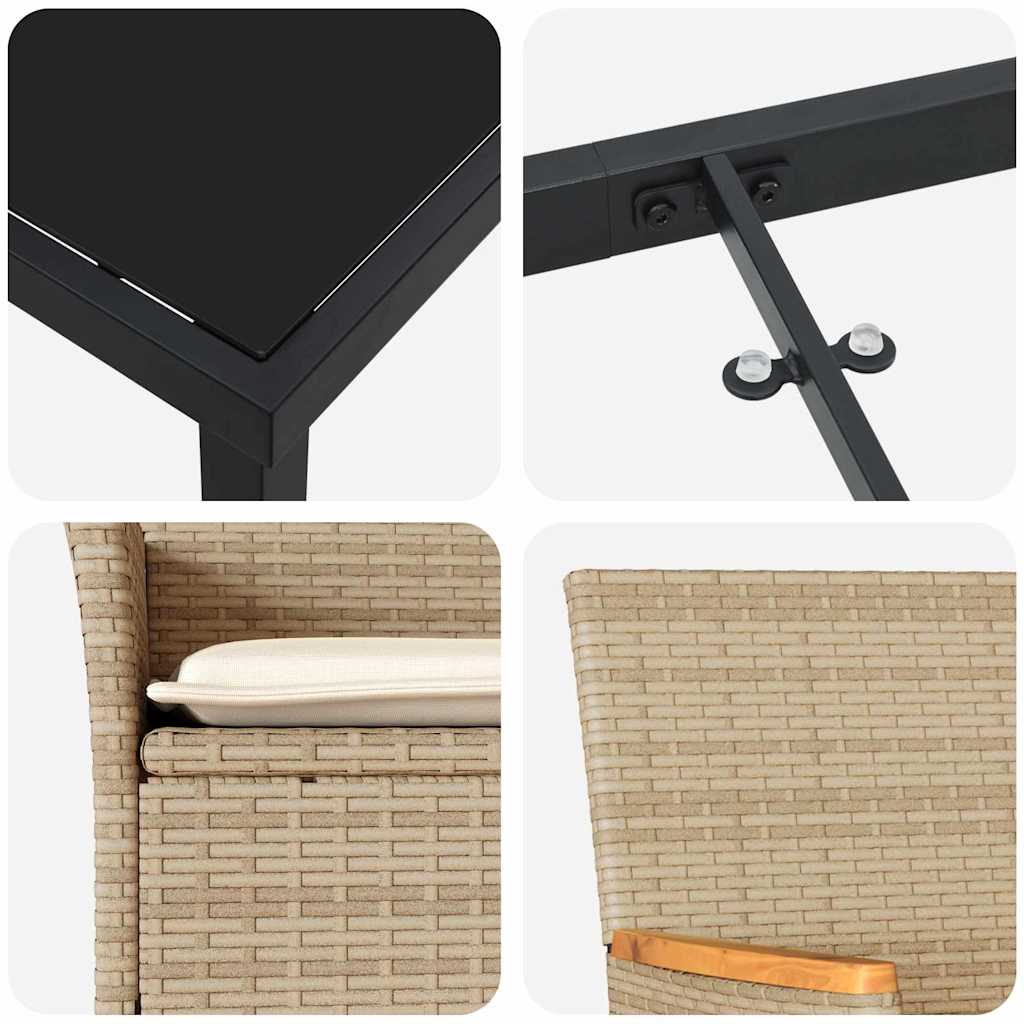 Conjunto de Comedor de Jardín 3 pcs Beige ratán sintético