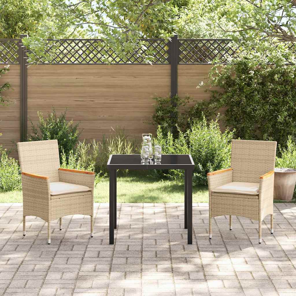 Conjunto de Comedor de Jardín 3 pcs Beige ratán sintético