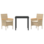 Conjunto de Comedor de Jardín 3 pcs Beige ratán sintético