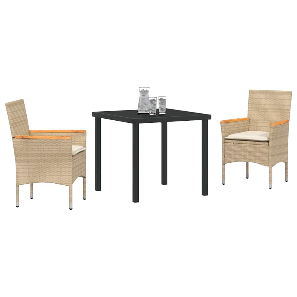 Conjunto de Comedor de Jardín 3 pcs Beige ratán sintético