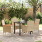 Conjunto de Comedor de Jardín 5 pcs Beige ratán sintético