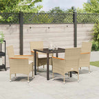 Conjunto de Comedor de Jardín 5 pcs Beige ratán sintético