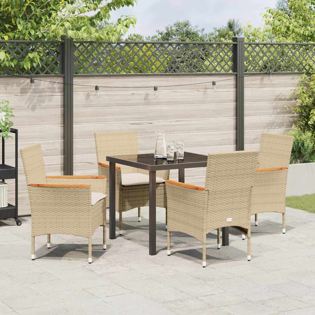 Conjunto de Comedor de Jardín 5 pcs Beige ratán sintético