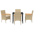 Conjunto de Comedor de Jardín 5 pcs Beige ratán sintético