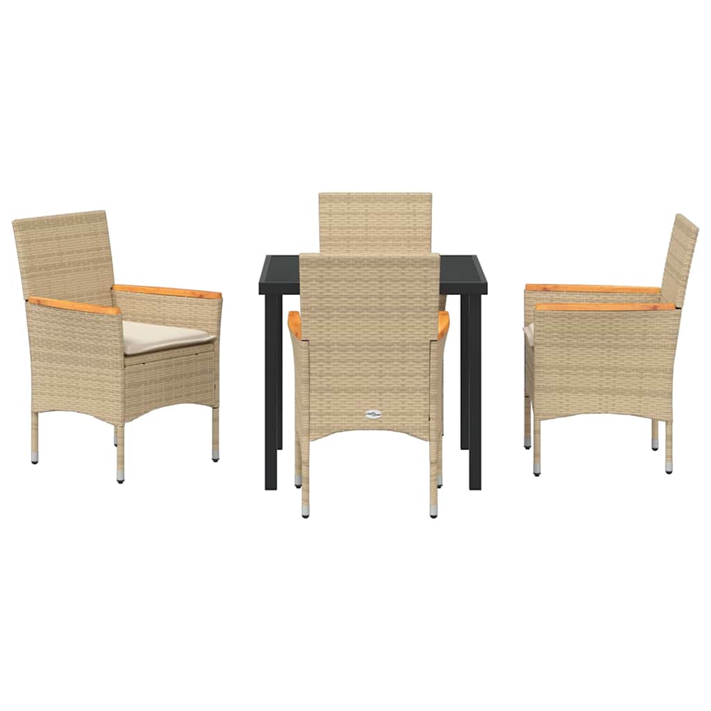 Conjunto de Comedor de Jardín 5 pcs Beige ratán sintético