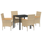 Conjunto de Comedor de Jardín 5 pcs Beige ratán sintético