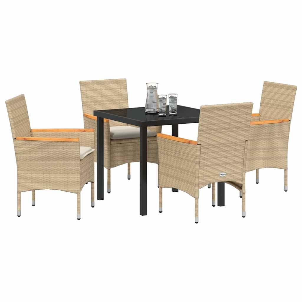 Conjunto de Comedor de Jardín 5 pcs Beige ratán sintético