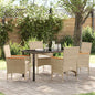 Conjunto de Comedor de Jardín 5 pcs Beige ratán sintético